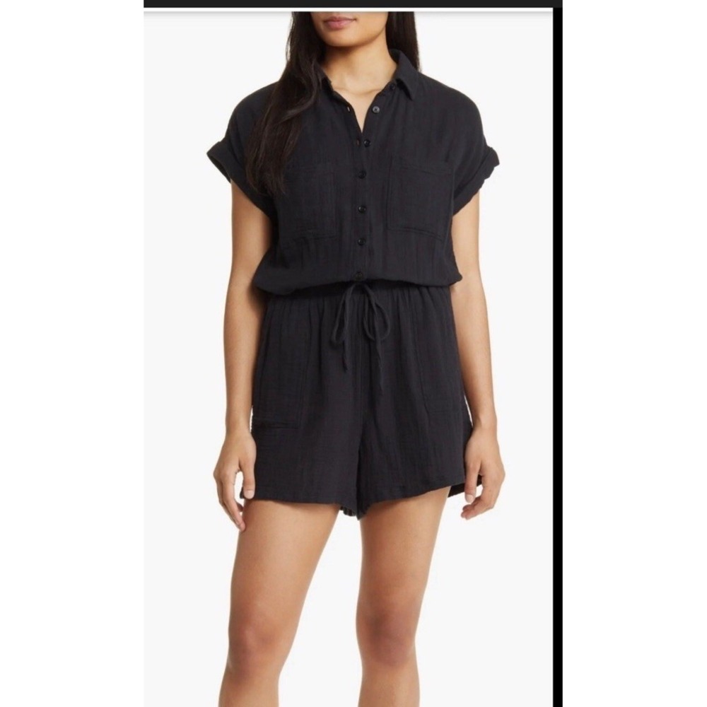 NWT Beach Lunch Lounge Black Gauze Romper Womens XXL Beach Coverup Vacation Pool - Picture 2 of 8